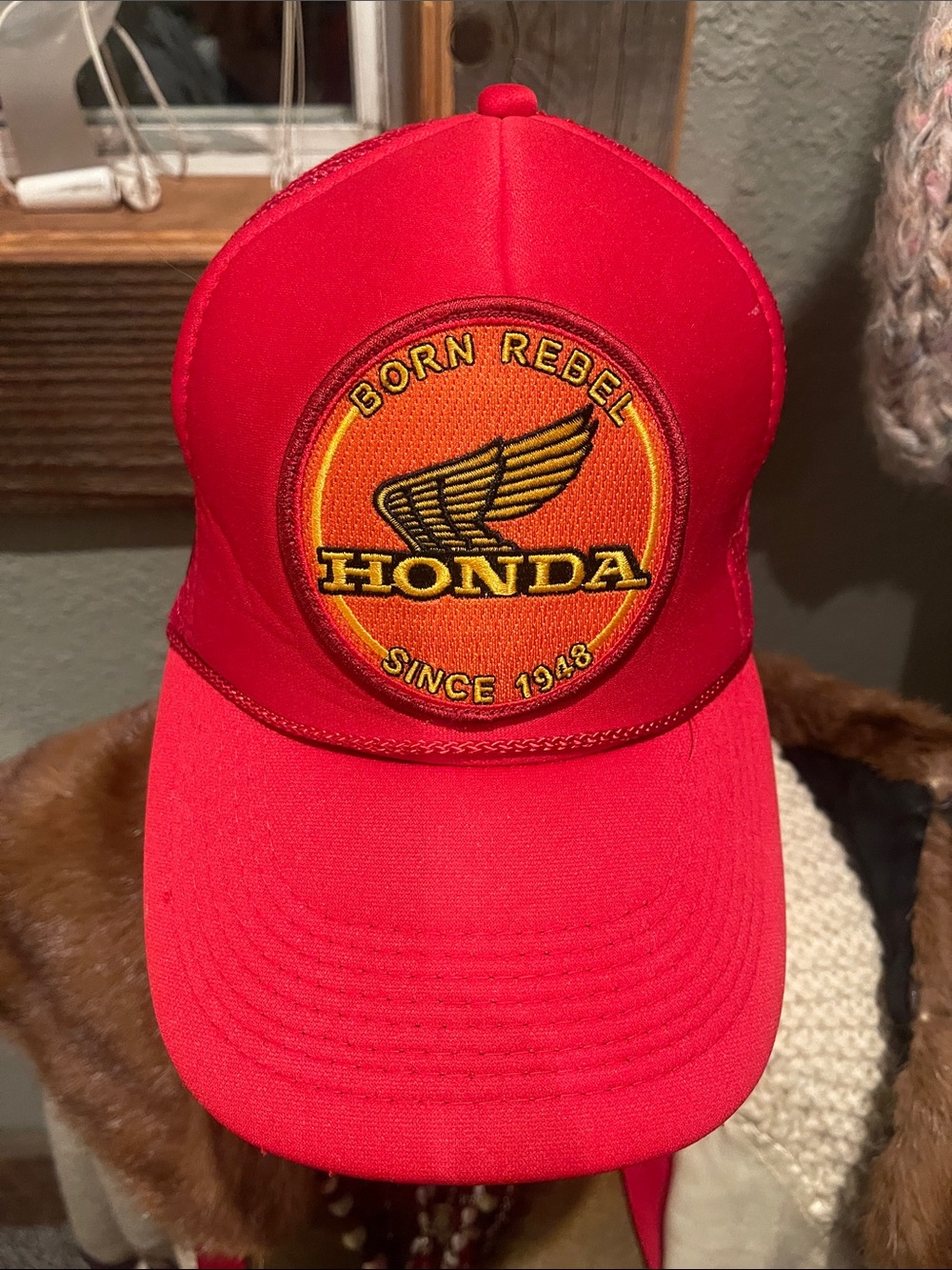 Aviator Honda "Born Rebel" Red Patch Trucker Hat